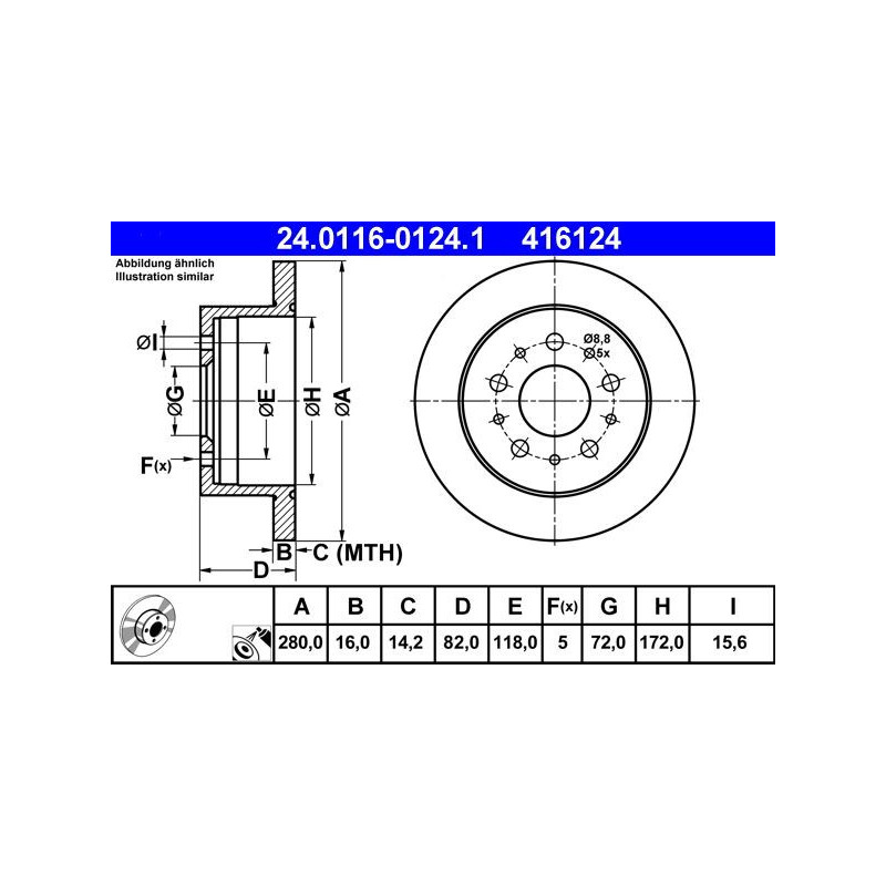 Disco freno asse posteriore - ATE