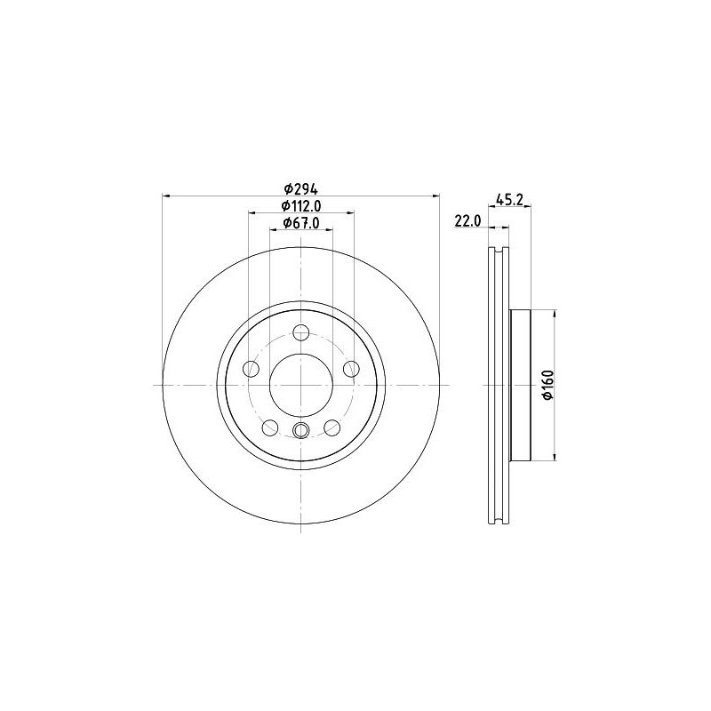 Disco freno asse anteriore - HELLA BRAKE