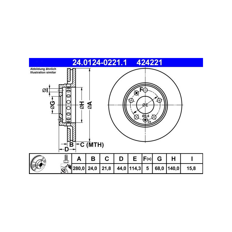 Disco freno asse anteriore - ATE