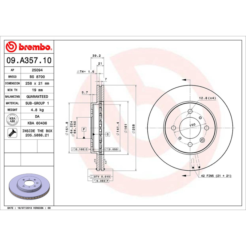 Disco freno asse anteriore - BREMBO