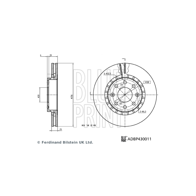 Disco freno asse anteriore - BLUE PRINT