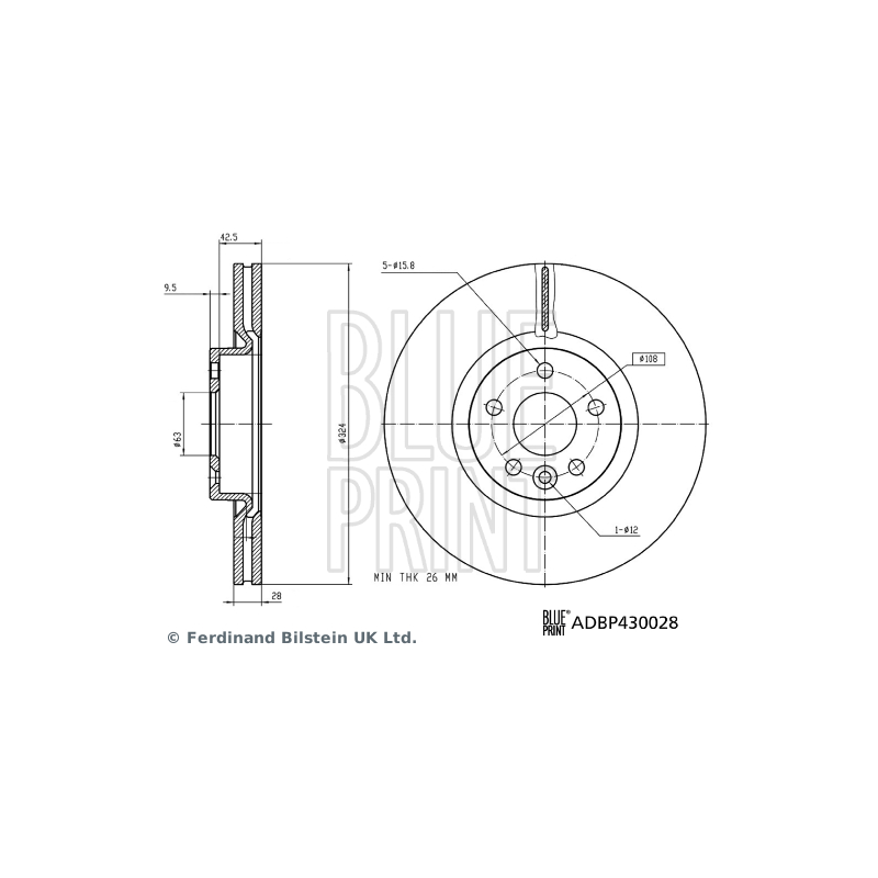 Disco freno asse posteriore - BLUE PRINT