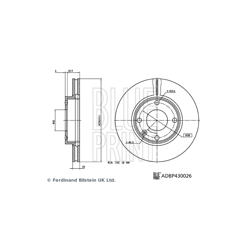 Disco freno asse anteriore - BLUE PRINT