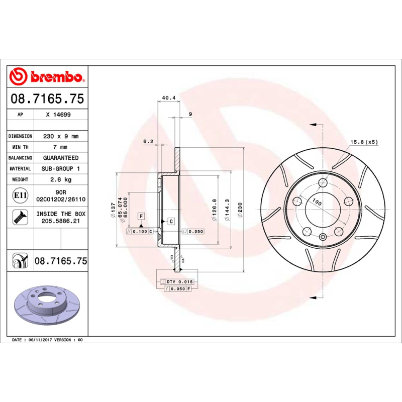 Disco freno asse posteriore - BREMBO