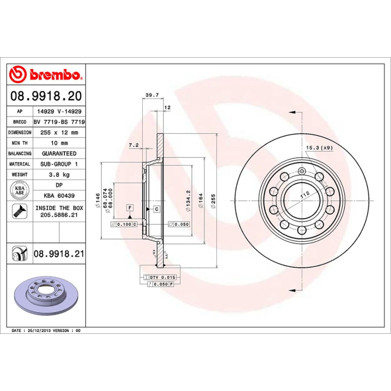 Disco freno asse posteriore - BREMBO
