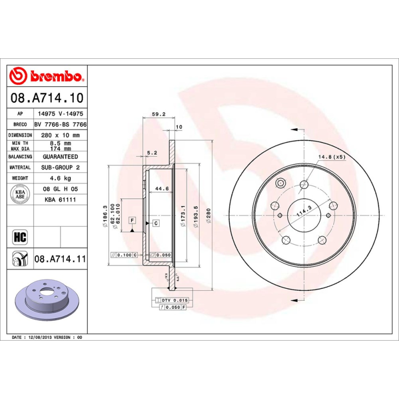 Disco freno asse posteriore - BREMBO