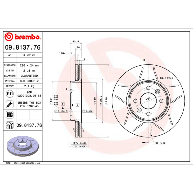 Disco freno asse anteriore - BREMBO