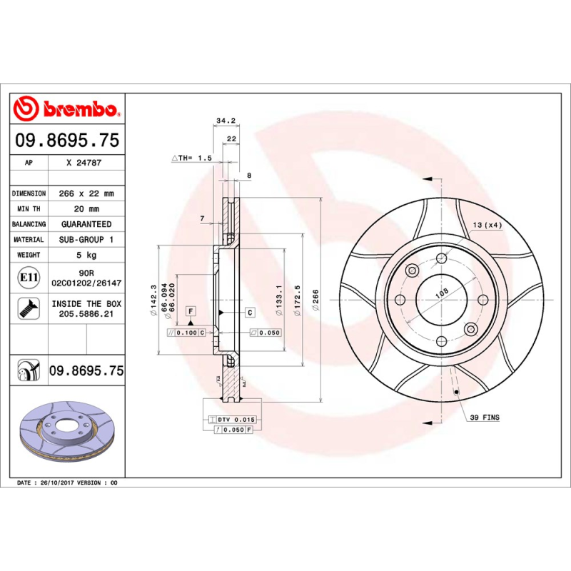 Disco freno asse anteriore - BREMBO