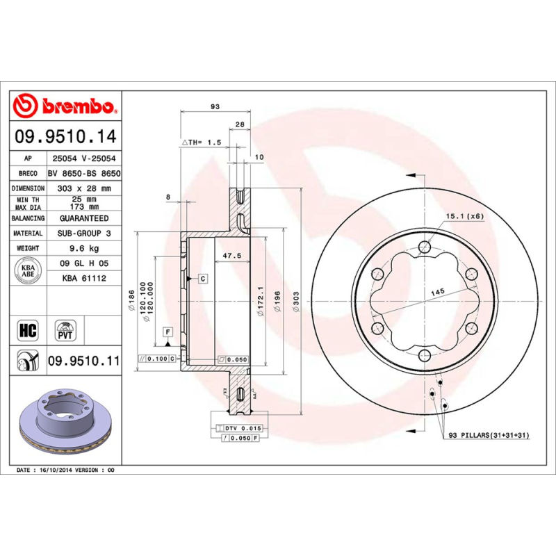 Disco freno asse posteriore - BREMBO
