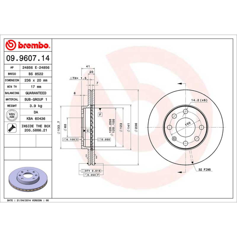 Disco freno asse anteriore - BREMBO