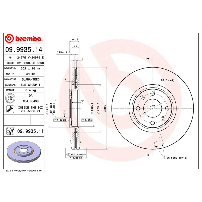 Disco freno asse anteriore - BREMBO