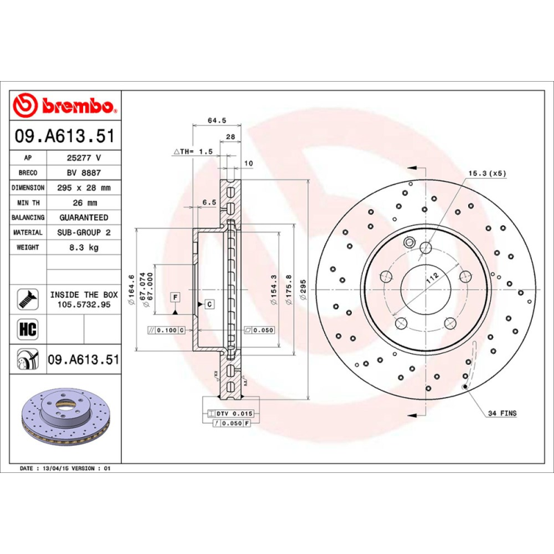 Disco freno asse anteriore - BREMBO
