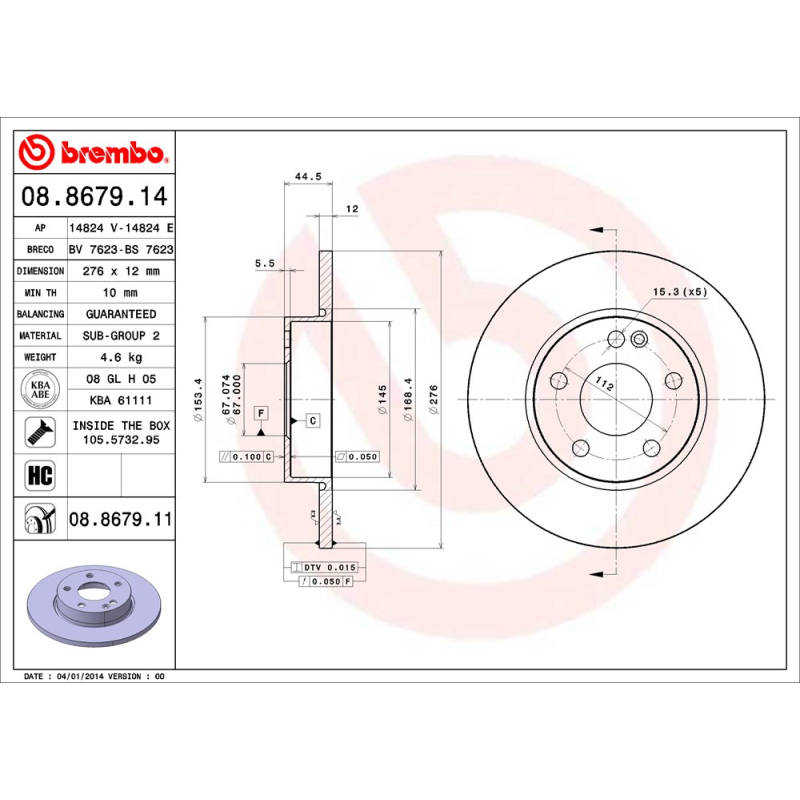 Disco freno asse anteriore - BREMBO