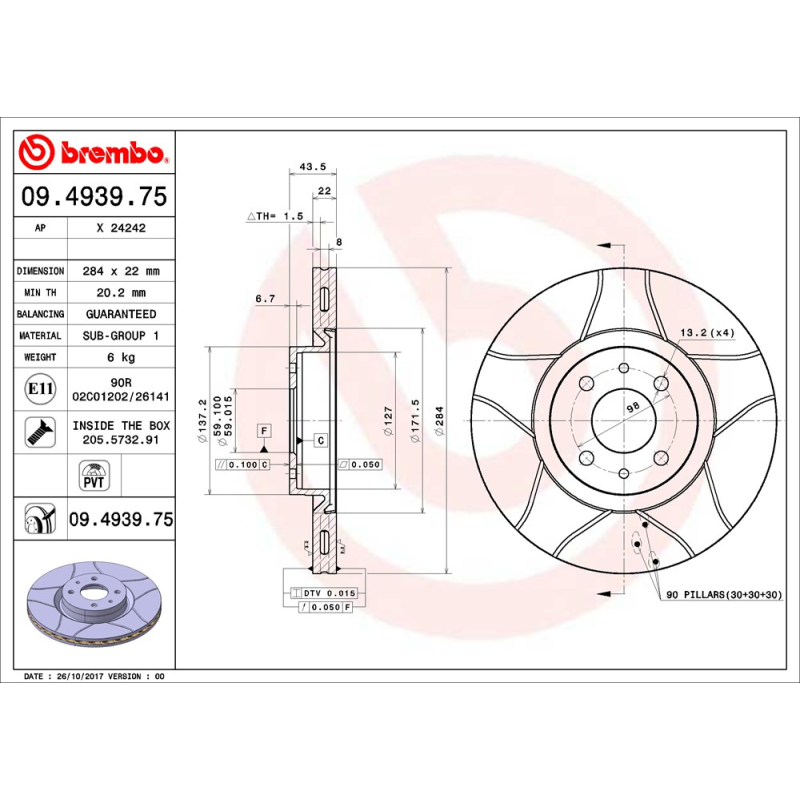 Disco freno asse anteriore - BREMBO