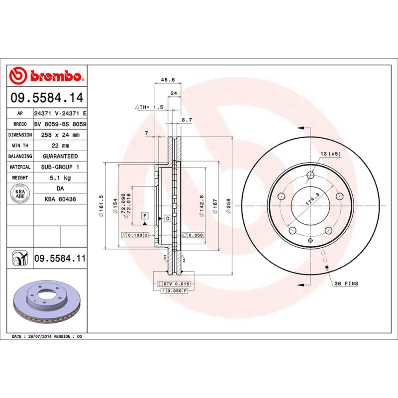 Disco freno asse anteriore - BREMBO