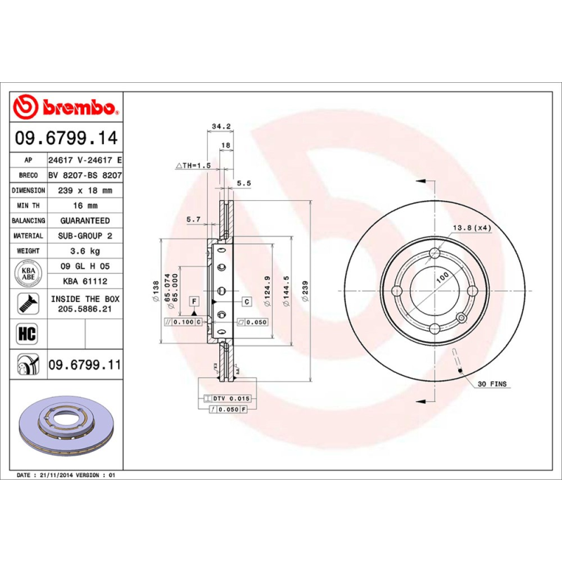 Disco freno asse anteriore - BREMBO