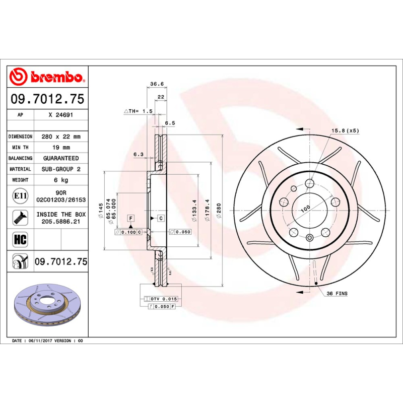 Disco freno asse anteriore - BREMBO