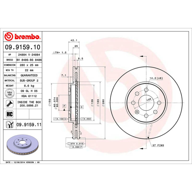 Disco freno asse anteriore - BREMBO