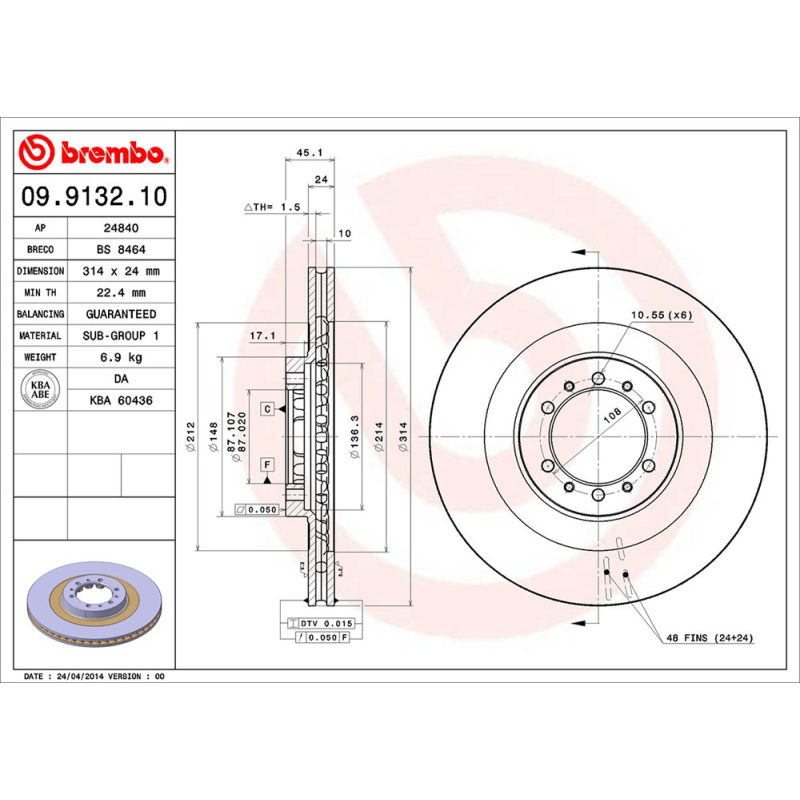 Disco freno asse anteriore - BREMBO