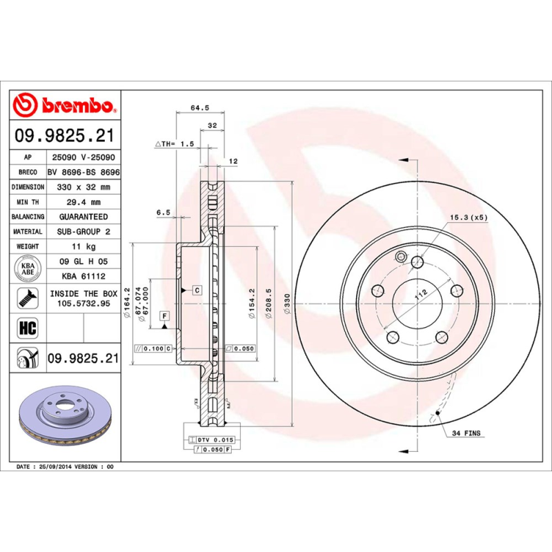 Disco freno asse anteriore - BREMBO