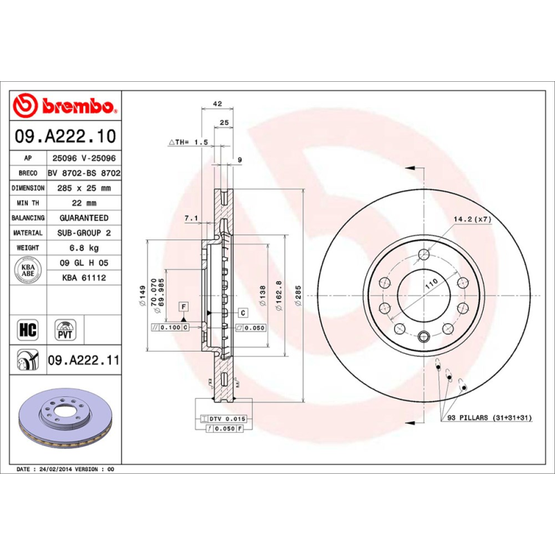 Disco freno asse anteriore - BREMBO