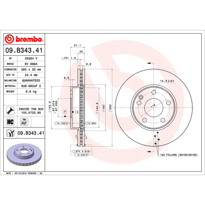 Disco freno asse anteriore - BREMBO