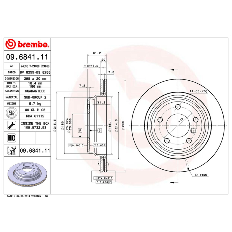 Disco freno asse posteriore - BREMBO