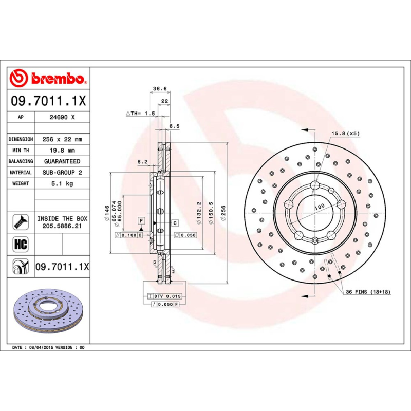 Disco freno asse anteriore - BREMBO