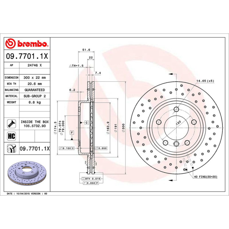 Disco freno asse anteriore - BREMBO
