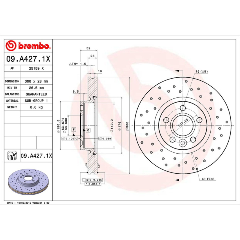 Disco freno asse anteriore - BREMBO