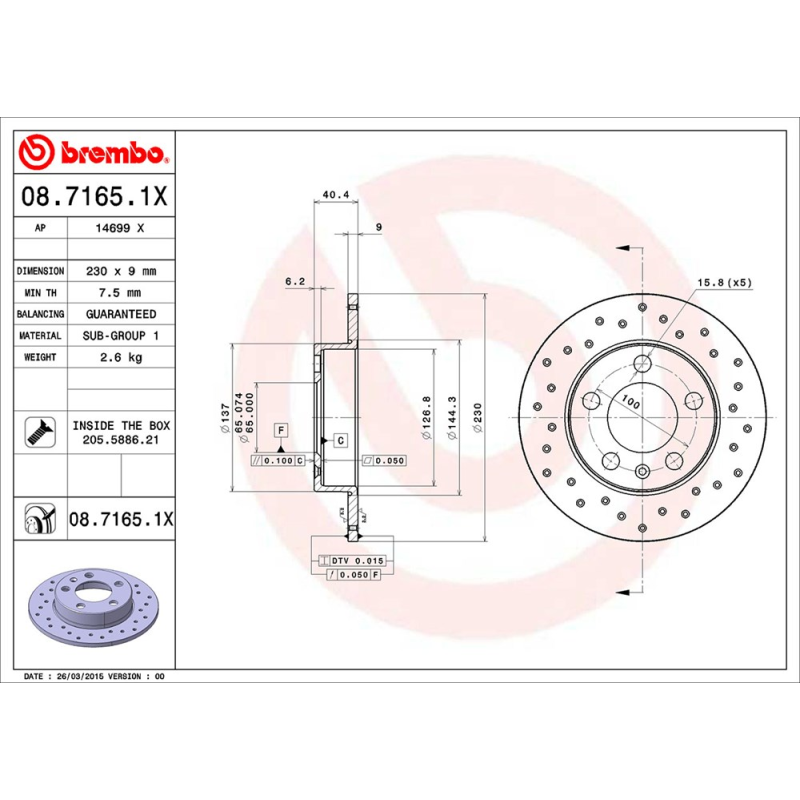 Disco freno asse posteriore - BREMBO