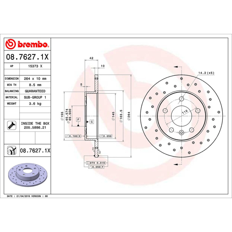 Disco freno asse posteriore - BREMBO