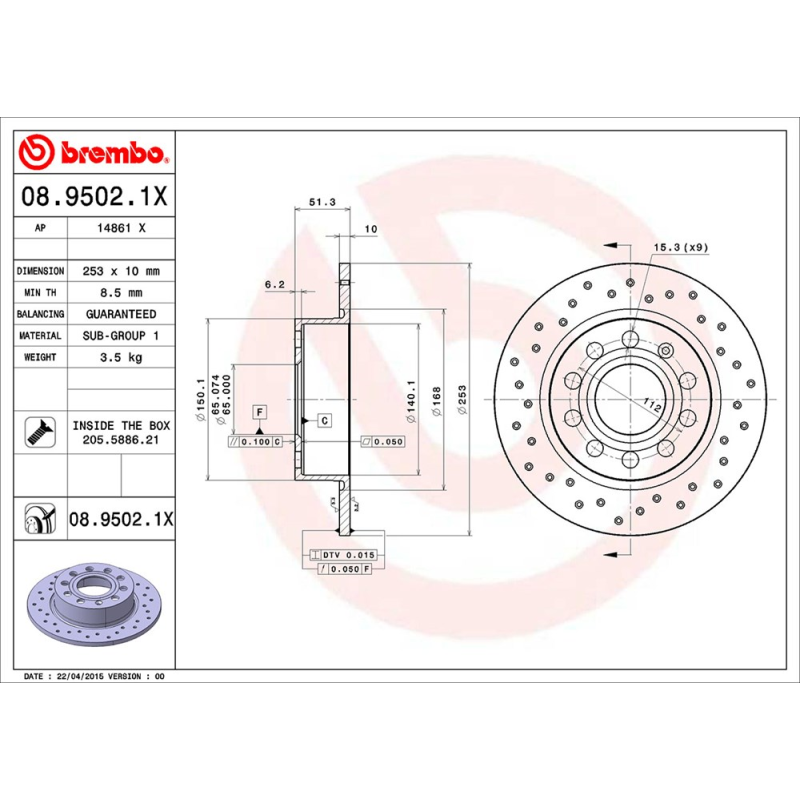 Disco freno asse posteriore - BREMBO