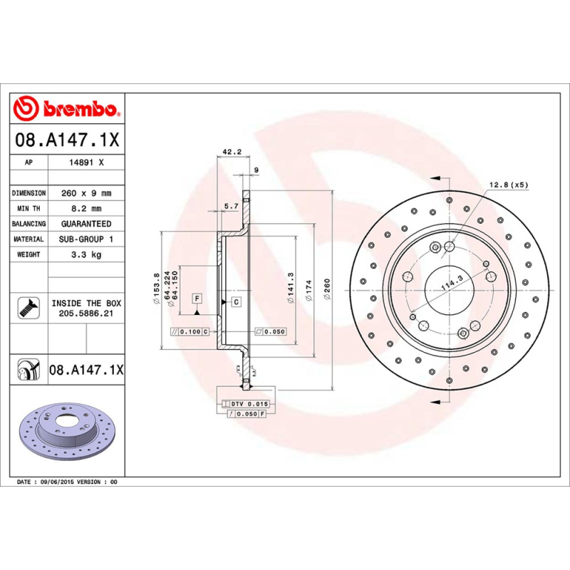 Disco freno asse posteriore - BREMBO
