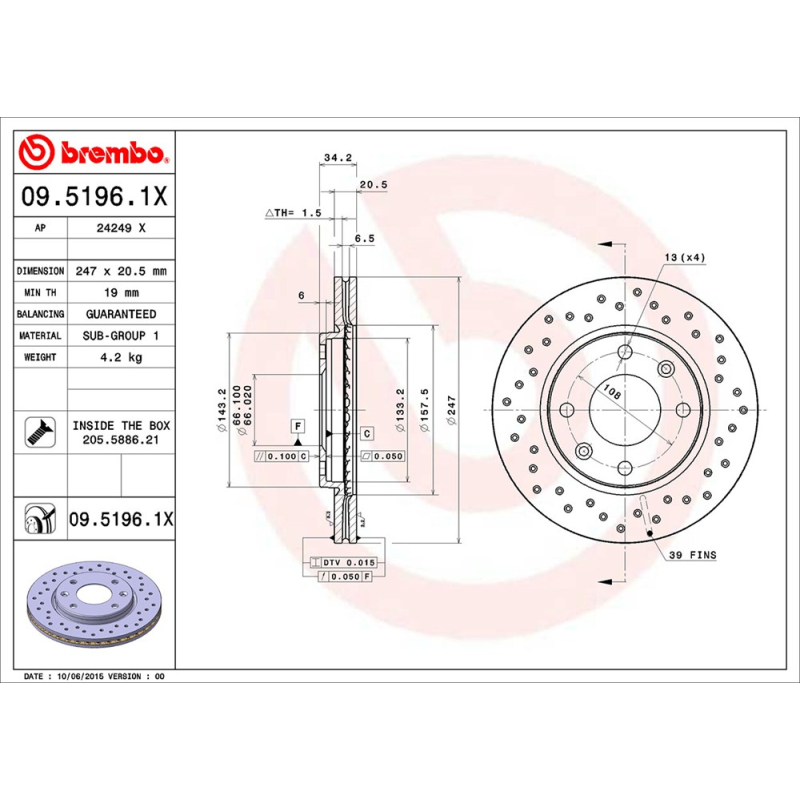 Disco freno asse anteriore - BREMBO