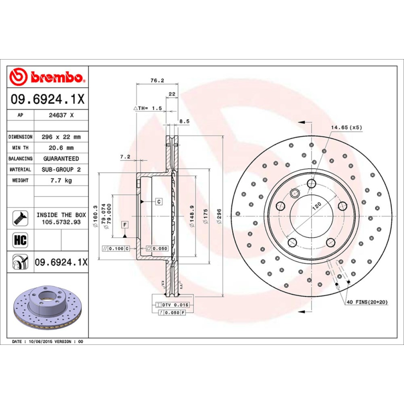 Disco freno asse anteriore - BREMBO