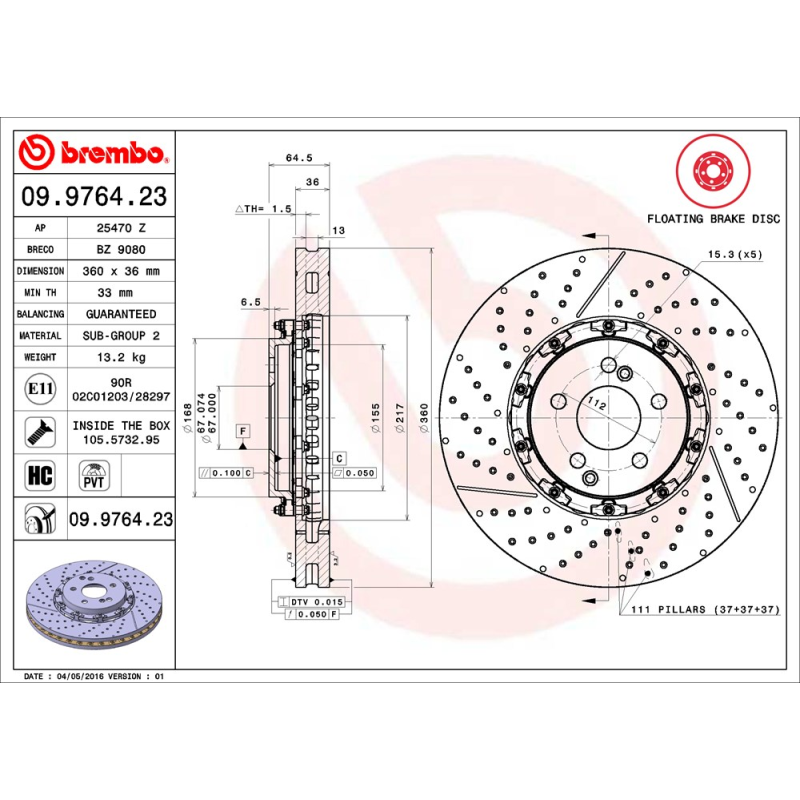 Disco freno asse anteriore - BREMBO