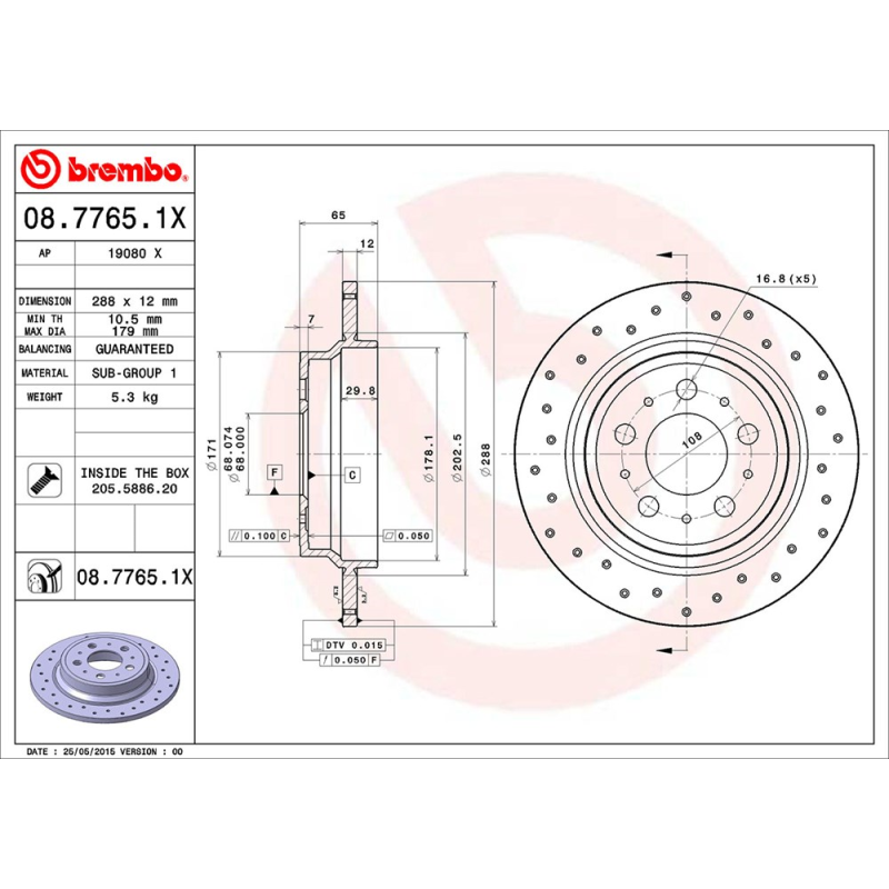 Disco freno asse posteriore - BREMBO