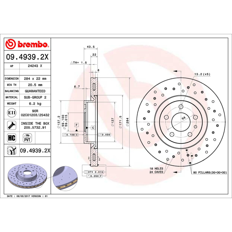 Disco freno asse anteriore - BREMBO