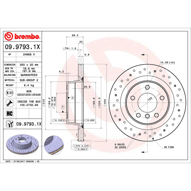 Disco freno asse posteriore - BREMBO
