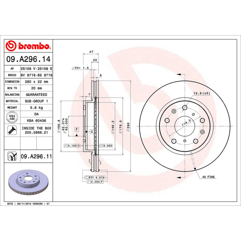 Disco freno asse anteriore - BREMBO