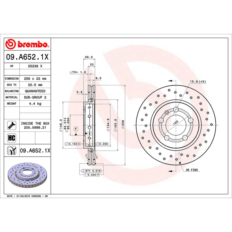 Disco freno asse posteriore - BREMBO