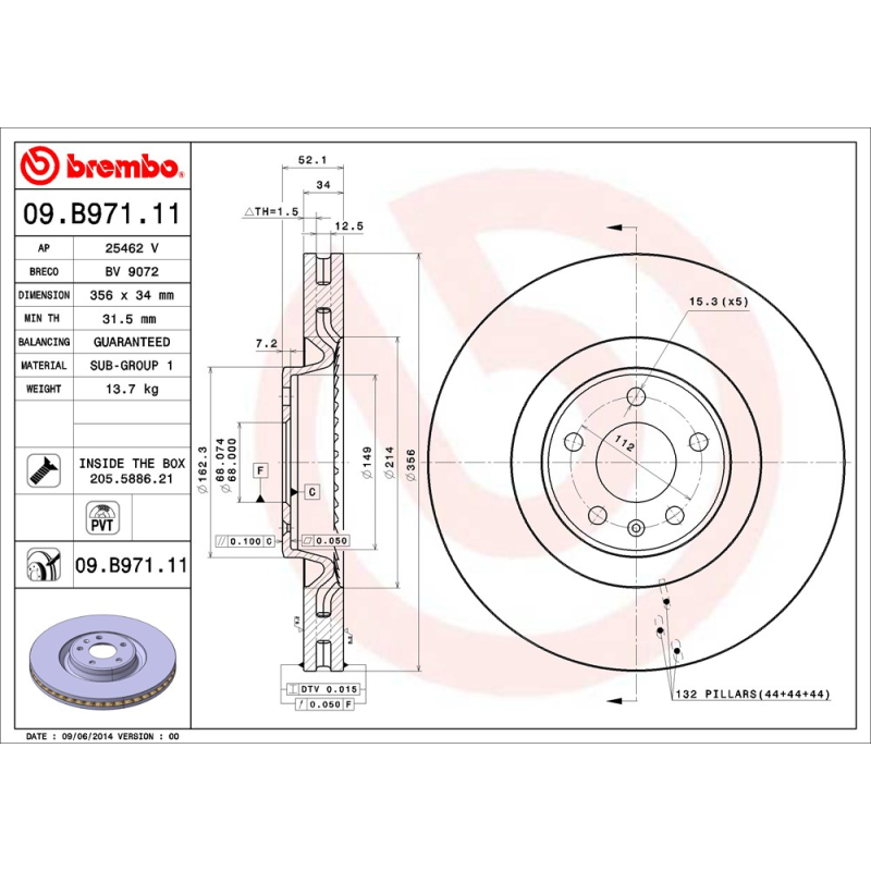 Disco freno asse anteriore - BREMBO