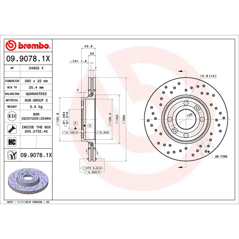Disco freno asse anteriore - BREMBO