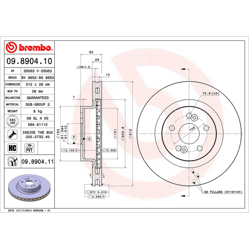 Disco freno asse anteriore - BREMBO