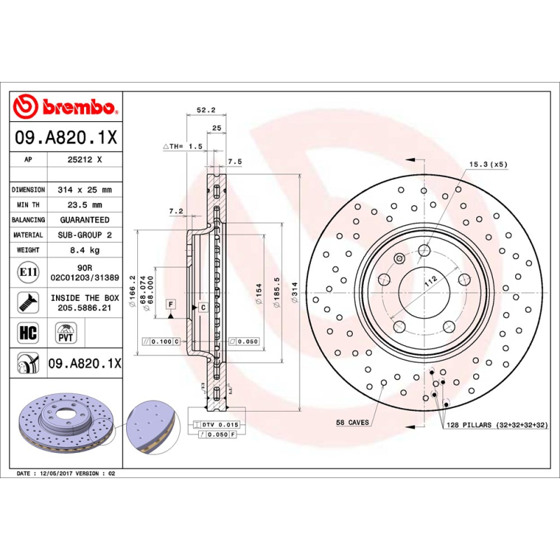 Disco freno asse anteriore - BREMBO