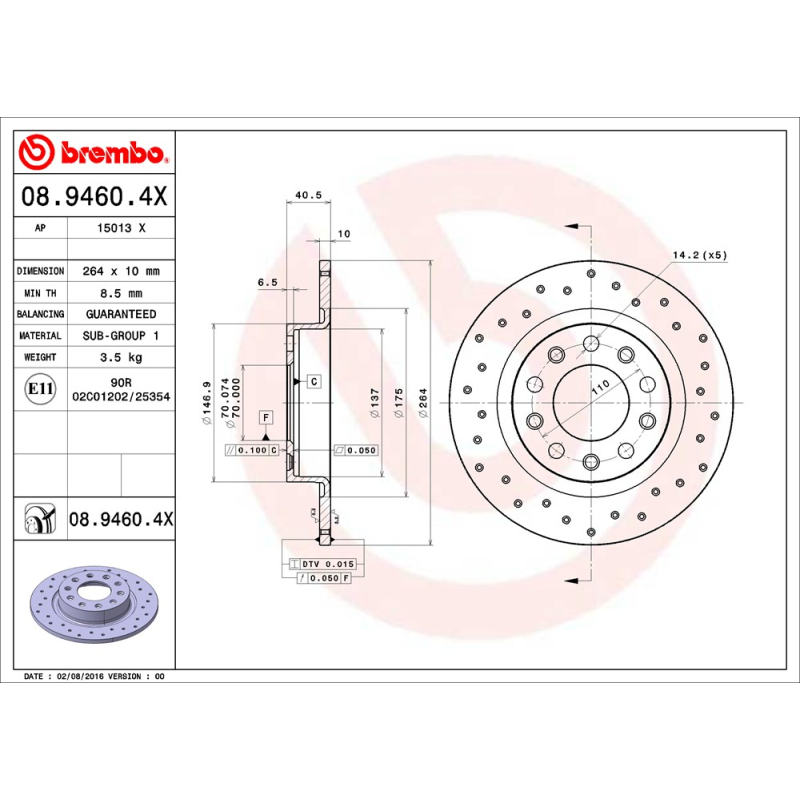 Disco freno asse posteriore - BREMBO
