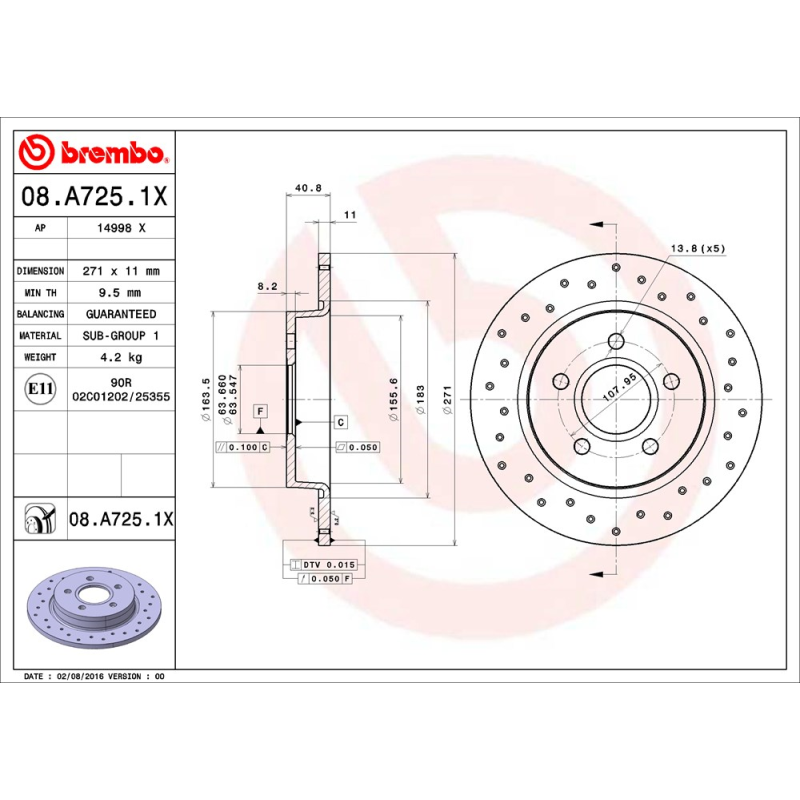 Disco freno asse posteriore - BREMBO