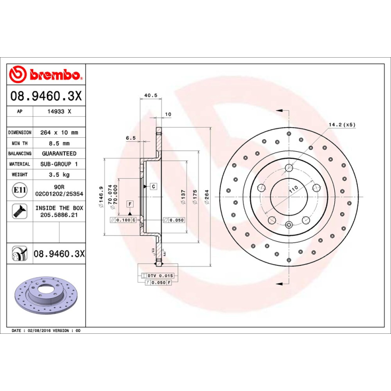 Disco freno asse posteriore - BREMBO