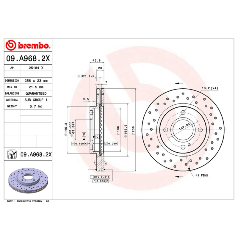 Disco freno asse anteriore - BREMBO